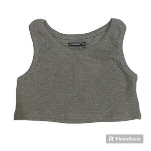 ASOS Set Threadbare rubbed racer back crop top and legging shorts in gray